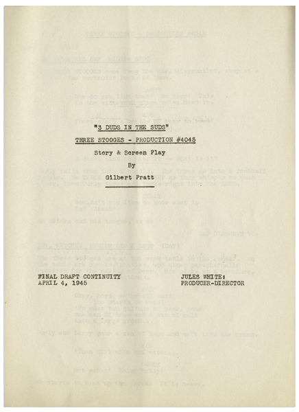 Moe Howard's Personally Owned Script for the 1946 Three Stooges Film ''Beer Barrel Polecats''